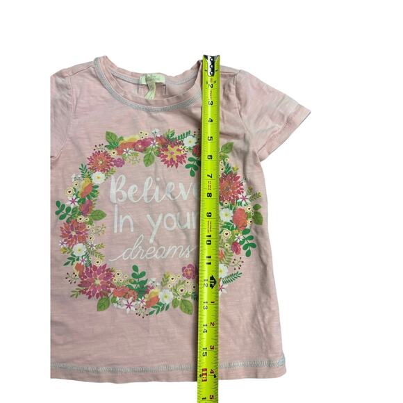 Matilda Jane Girls Size 6 Top – Pink Floral Wreath “Believe in Your Dreams” Tee - Picture 4 of 5
